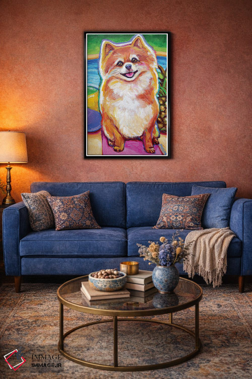 تابلو دکوراتیو توله پامرانین کنار استخر اثر رابرت فلپس - D5B