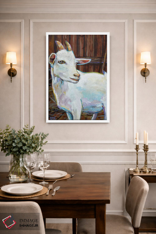 تابلو دکوراتیو بز سفید در طویله اثر رابرت فلپس - D1W