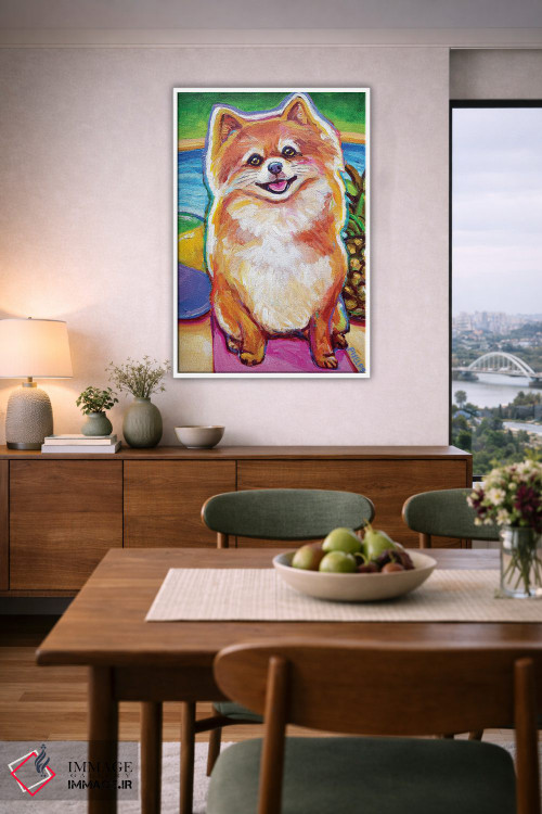 تابلو دکوراتیو توله پامرانین کنار استخر اثر رابرت فلپس - D6W