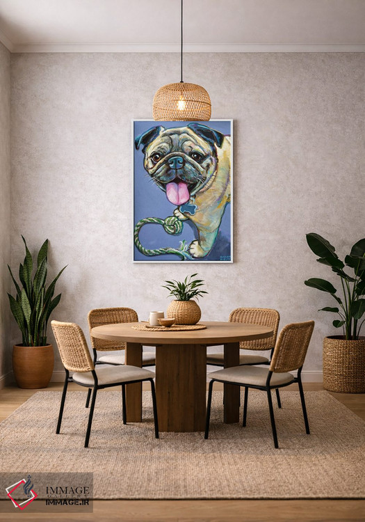 تابلو دکوراتیو پاگ خوشحال با اسباب بازی اثر رابرت فلپس - D5W