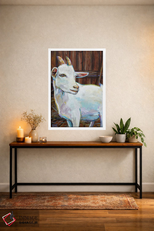 تابلو دکوراتیو بز سفید در طویله اثر رابرت فلپس - D3W