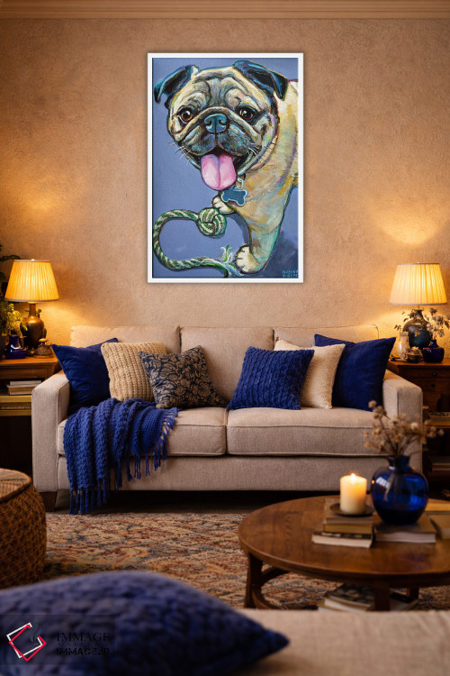 تابلو دکوراتیو پاگ خوشحال با اسباب بازی اثر رابرت فلپس - D6W