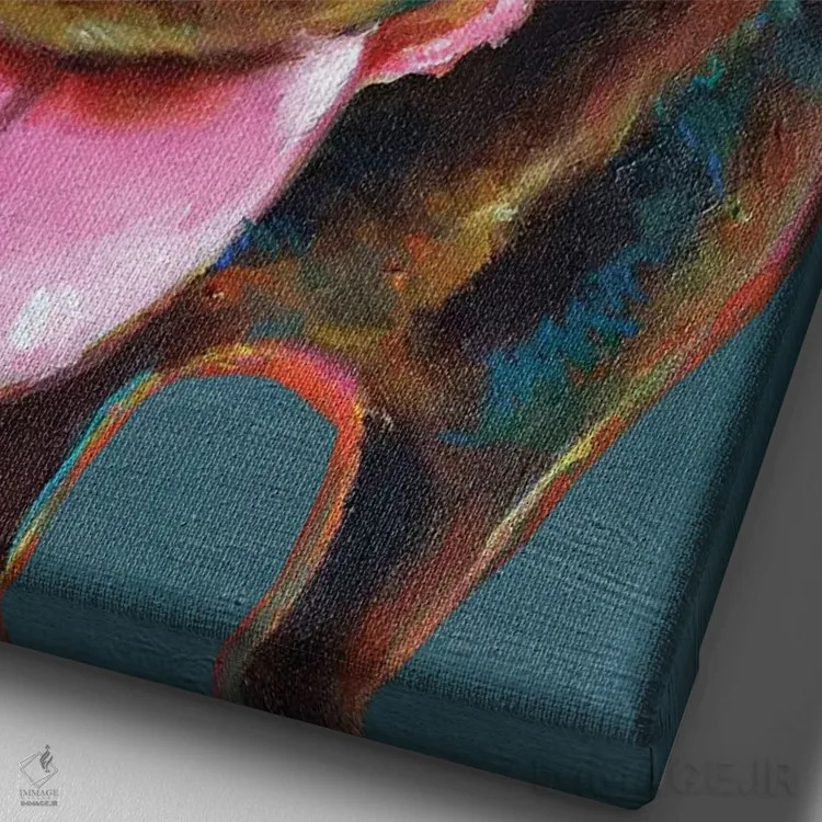 تابلو دکوراتیو لابرادور شکلاتی روی آبی اثر رابرت فلپس - نمای نزدیک بافت بوم