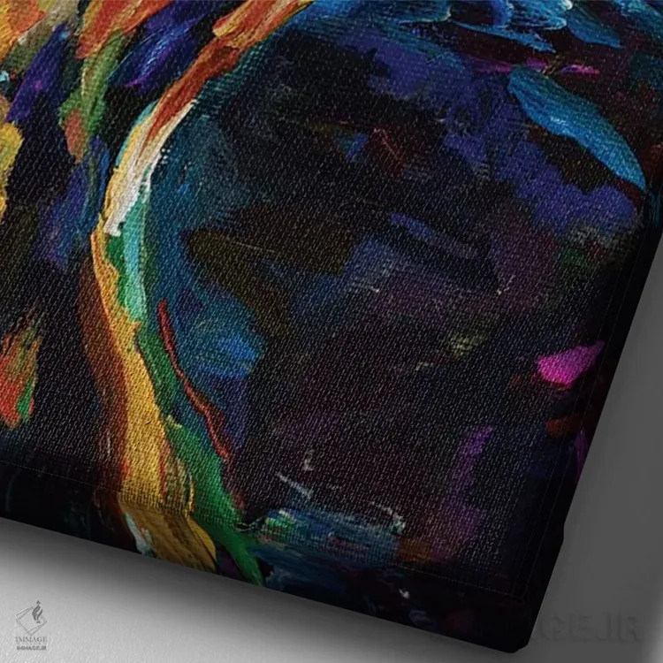 تابلو دکوراتیو جغد شب اثر رابرت فلپس - نمای نزدیک بافت بوم