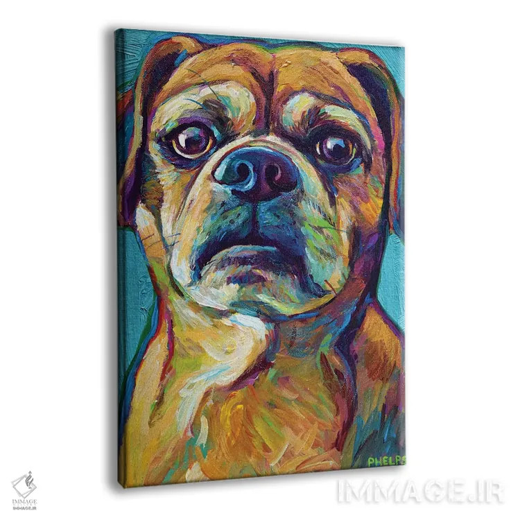 تابلو دکوراتیو پاگل روی پس زمینه آبی اثر رابرت فلپس - نمای پرسپکتیو محصول