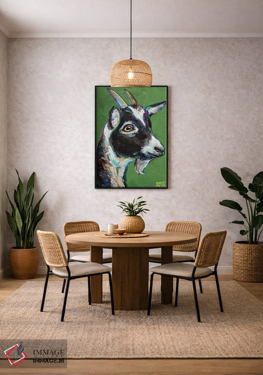 تابلو دکوراتیو بزغاله روی زمینه سبز اثر رابرت فلپس - D3B