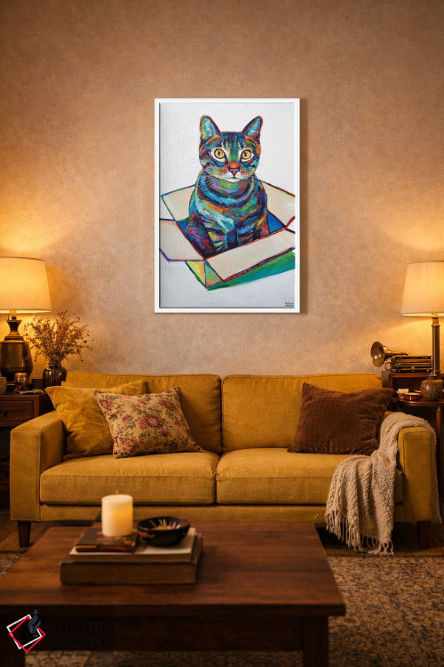 تابلو دکوراتیو گربه در جعبه اثر رابرت فلپس - D2W