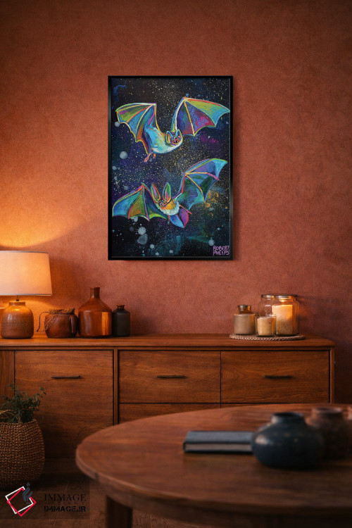 تابلو دکوراتیو خفاش ها و آسمان شب اثر رابرت فلپس - D5B