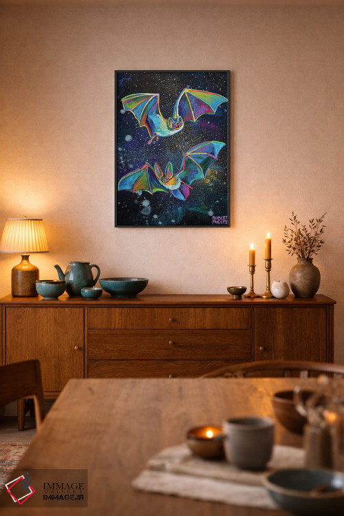 تابلو دکوراتیو خفاش ها و آسمان شب اثر رابرت فلپس - D6B