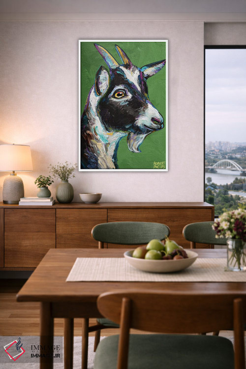 تابلو دکوراتیو بزغاله روی زمینه سبز اثر رابرت فلپس - D6W