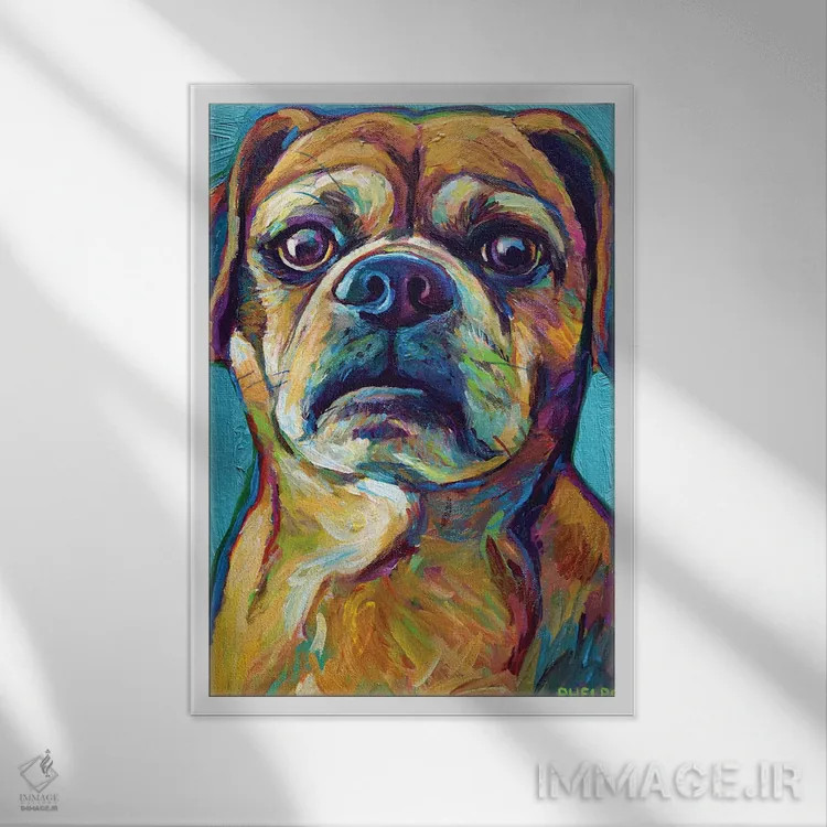 تابلو دکوراتیو پاگل روی پس زمینه آبی اثر رابرت فلپس - نمای قابدار سفید