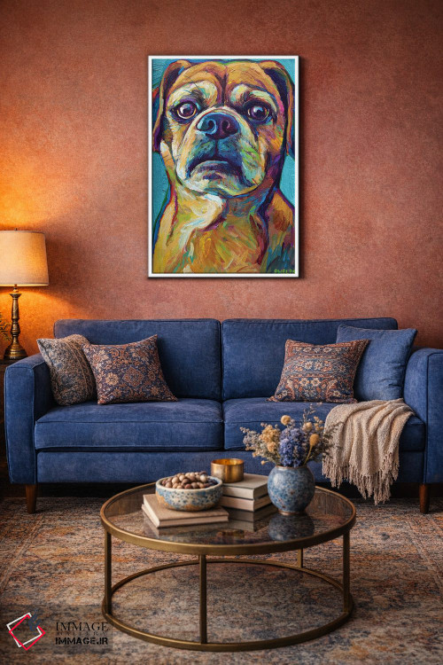 تابلو دکوراتیو پاگل روی پس زمینه آبی اثر رابرت فلپس - D3W