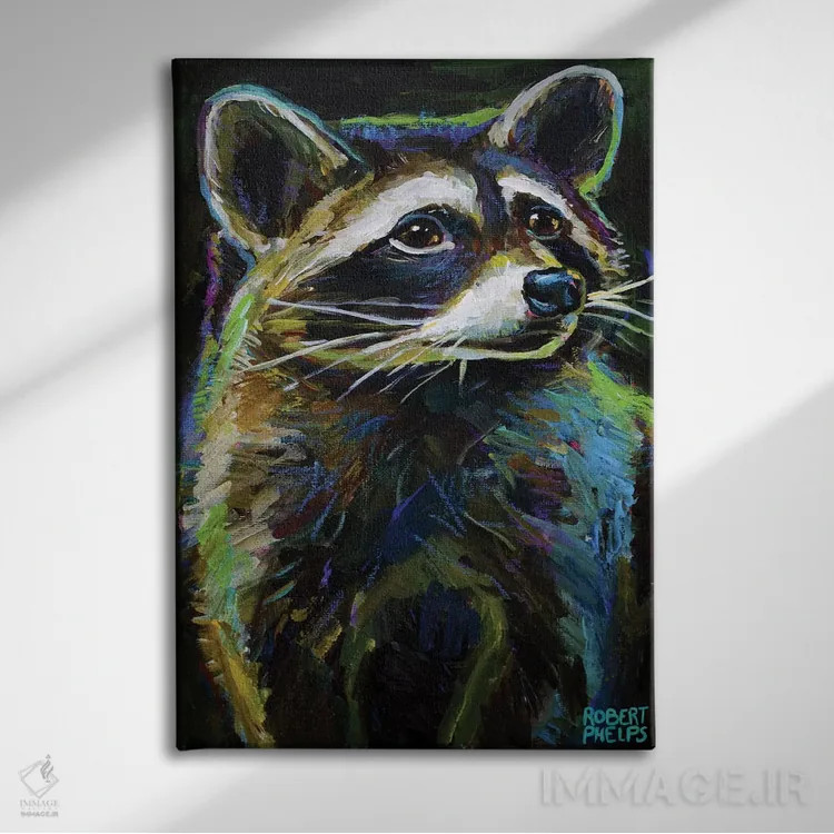 تابلو دکوراتیو راکون اثر رابرت فلپس - نمای روبهرو روی دیوار