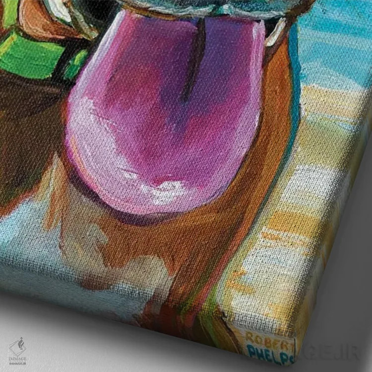 تابلو دکوراتیو سگ ساحلی اثر رابرت فلپس - نمای نزدیک بافت بوم