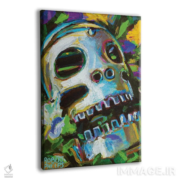 تابلو دکوراتیو جمجمه گل دار ۲ اثر رابرت فلپس - نمای پرسپکتیو محصول