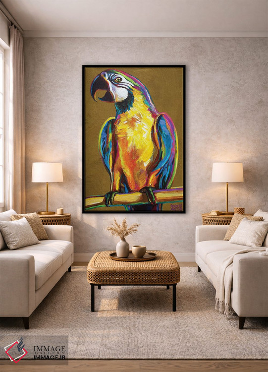 تابلو دکوراتیو طوطی روی طلایی اثر رابرت فلپس - D1B