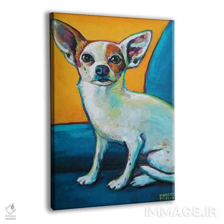 تابلو دکوراتیو چیهواهوآ روی صندلی اثر رابرت فلپس - نمای پرسپکتیو محصول