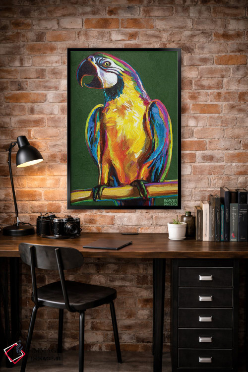 تابلو دکوراتیو طوطی روی سبز اثر رابرت فلپس - D5B