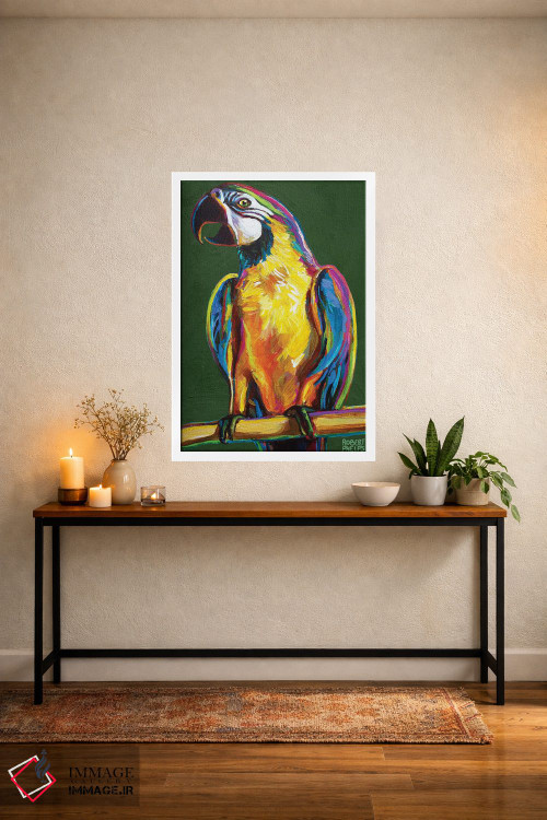 تابلو دکوراتیو طوطی روی سبز اثر رابرت فلپس - D4W