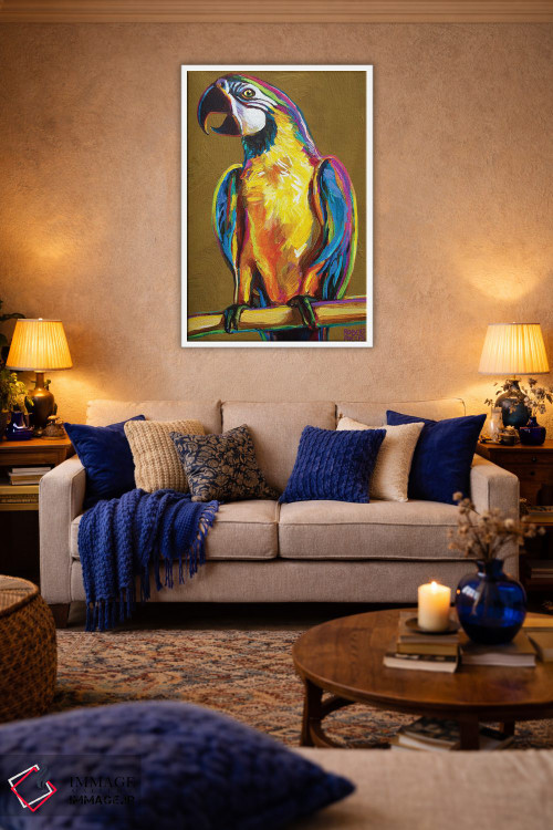 تابلو دکوراتیو طوطی روی طلایی اثر رابرت فلپس - D3W