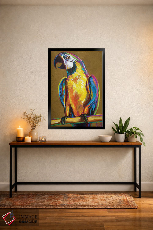 تابلو دکوراتیو طوطی روی طلایی اثر رابرت فلپس - D4B