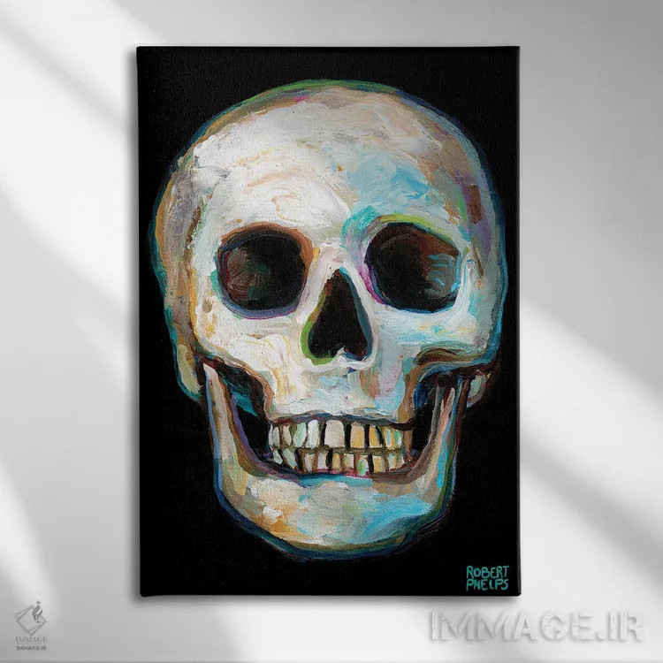 تابلو دکوراتیو جمجمه اثر رابرت فلپس - نمای روبهرو روی دیوار
