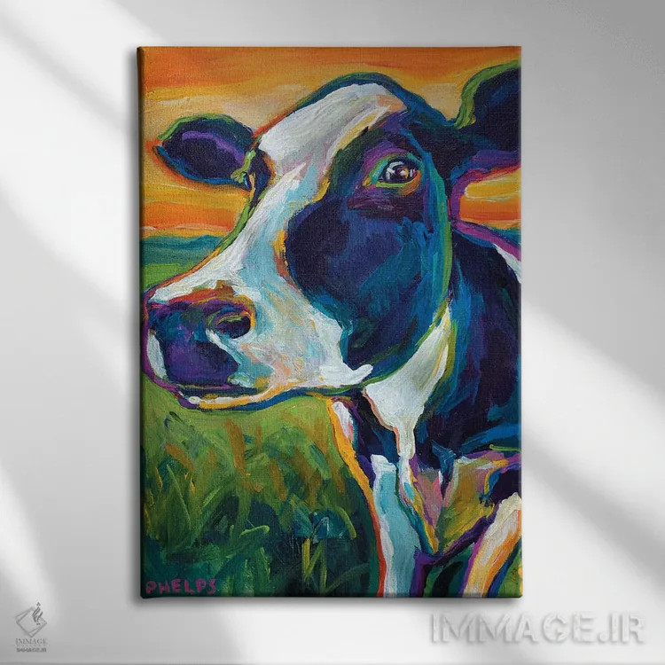 تابلو دکوراتیو گاو اثر رابرت فلپس - نمای روبهرو روی دیوار