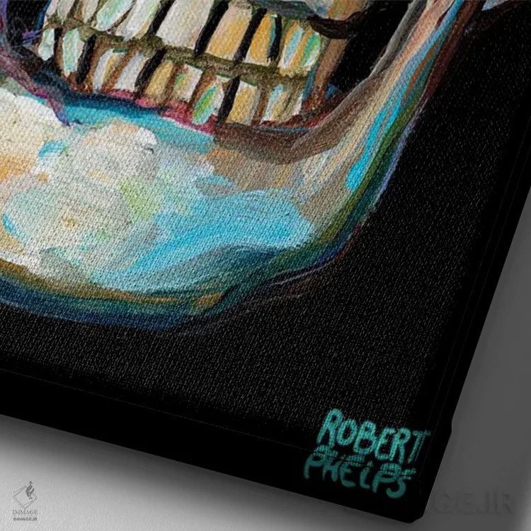 تابلو دکوراتیو جمجمه اثر رابرت فلپس - نمای نزدیک بافت بوم