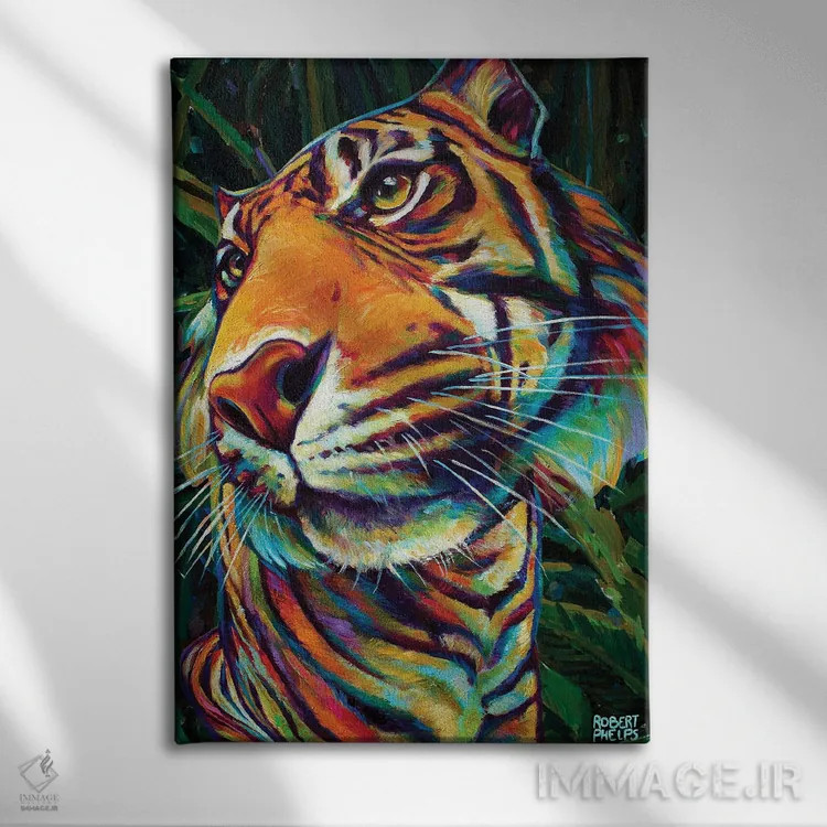 تابلو دکوراتیو ببر جنگلی اثر رابرت فلپس - نمای روبهرو روی دیوار