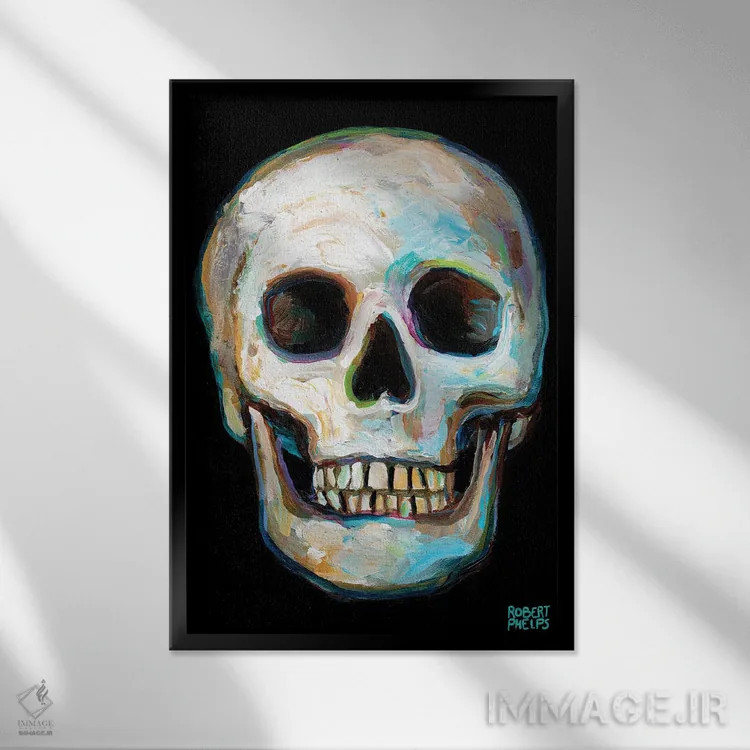تابلو دکوراتیو جمجمه اثر رابرت فلپس - نمای قابدار مشکی