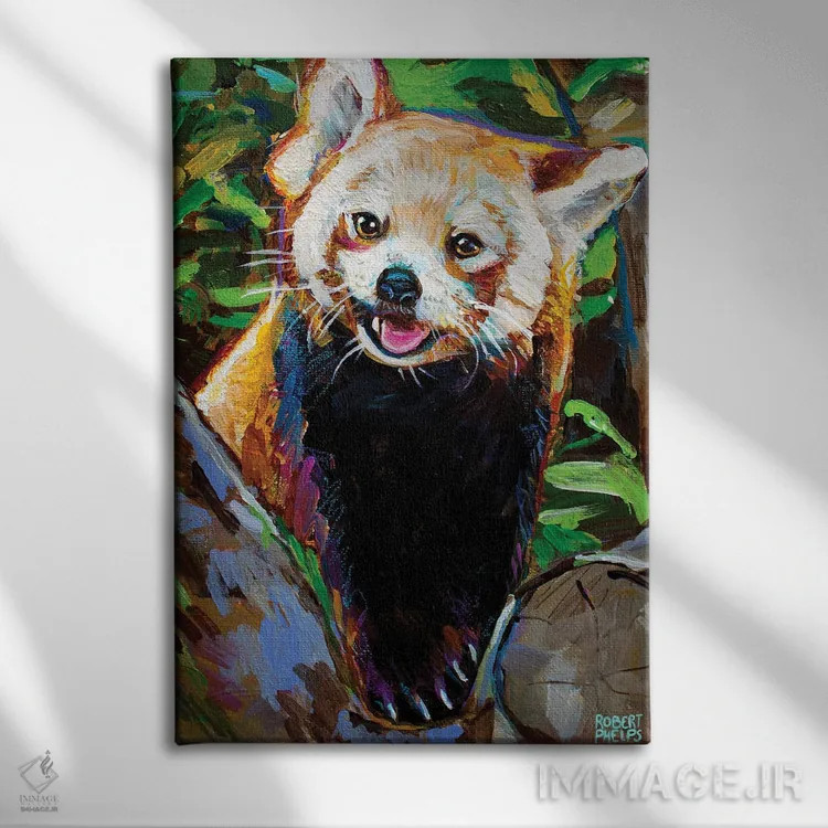 تابلو دکوراتیو پاندای قرمز اثر رابرت فلپس - نمای روبهرو روی دیوار