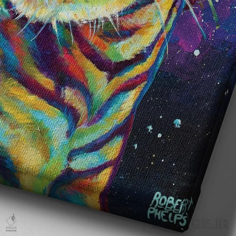 تابلو دکوراتیو ببر کهکشانی اثر رابرت فلپس - نمای نزدیک بافت بوم