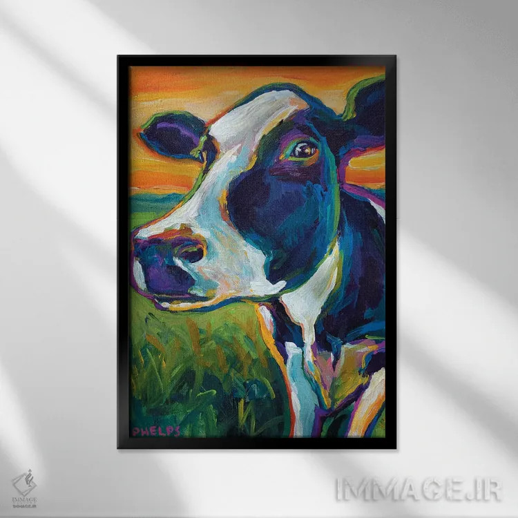 تابلو دکوراتیو گاو اثر رابرت فلپس - نمای قابدار مشکی