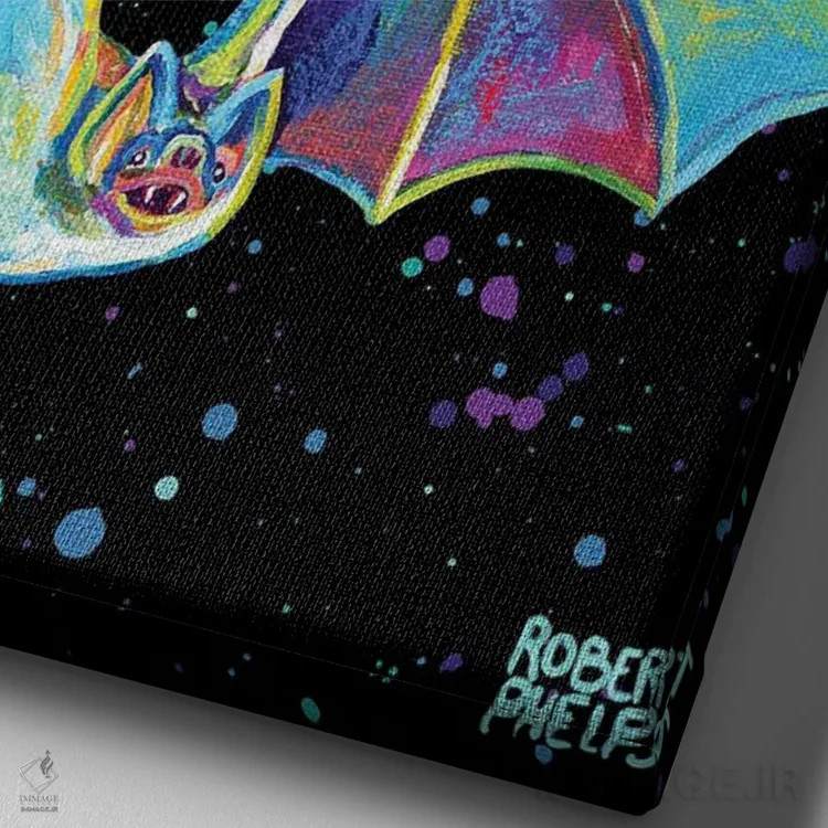 تابلو دکوراتیو خفاش های پارتی اثر رابرت فلپس - نمای نزدیک بافت بوم