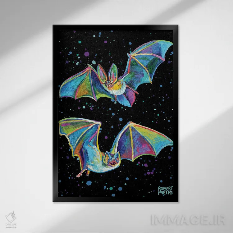 تابلو دکوراتیو خفاش های پارتی اثر رابرت فلپس - نمای قابدار مشکی