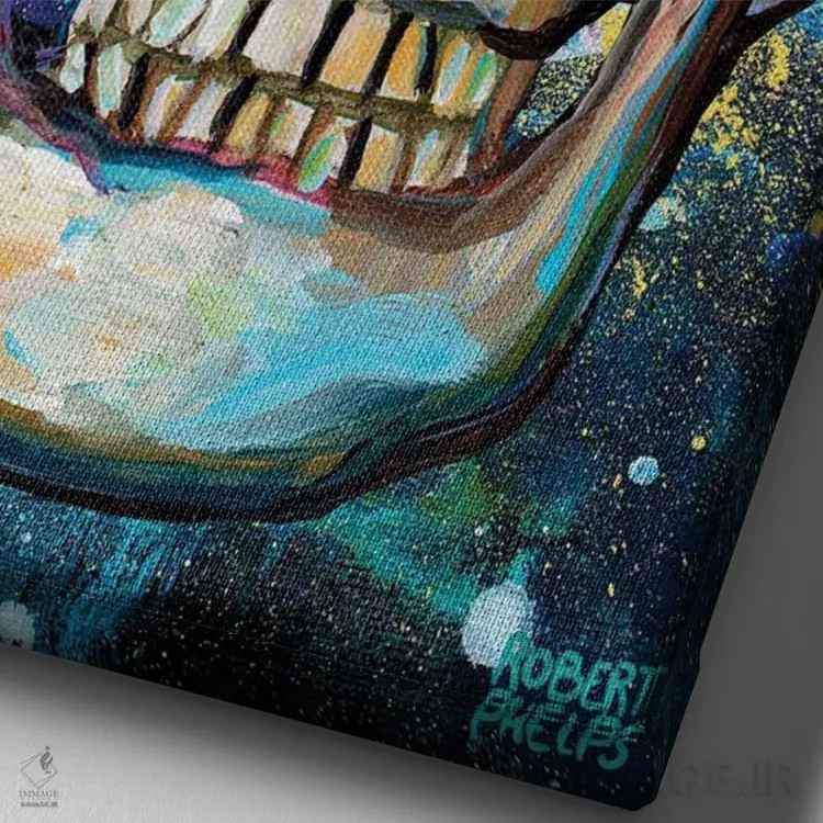 تابلو دکوراتیو جمجمه کهکشانی اثر رابرت فلپس - نمای نزدیک بافت بوم