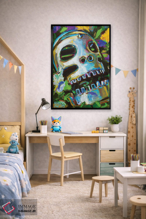 تابلو دکوراتیو جمجمه گل دار ۲ اثر رابرت فلپس - D2B