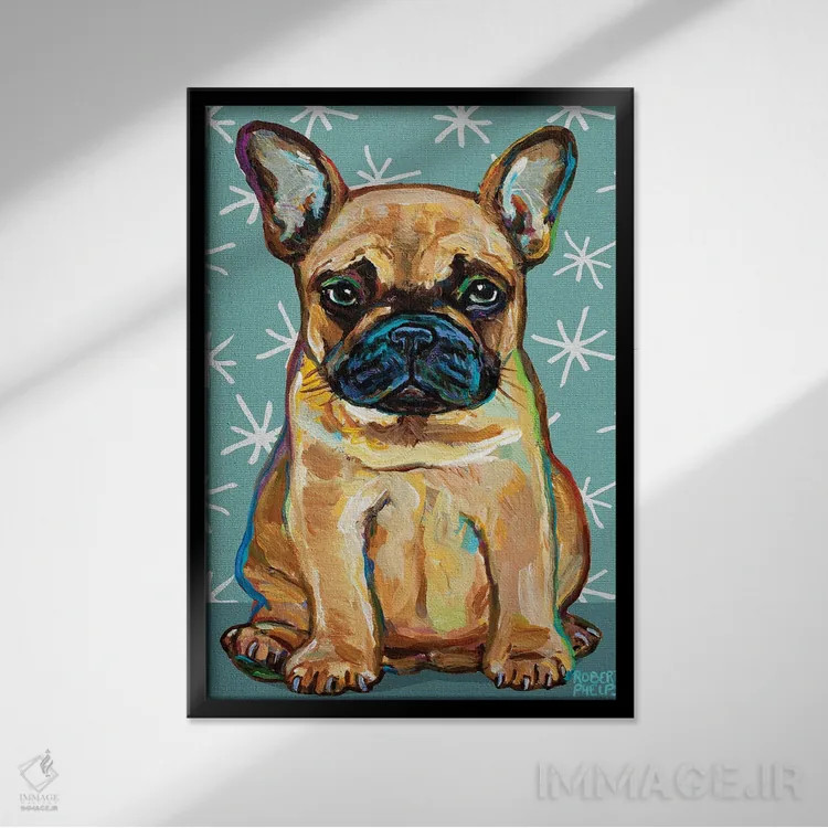 تابلو دکوراتیو توله فرنچی و ستاره ها اثر رابرت فلپس - نمای قابدار مشکی