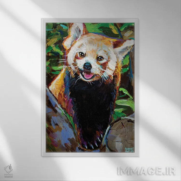 تابلو دکوراتیو پاندای قرمز اثر رابرت فلپس - نمای قابدار سفید