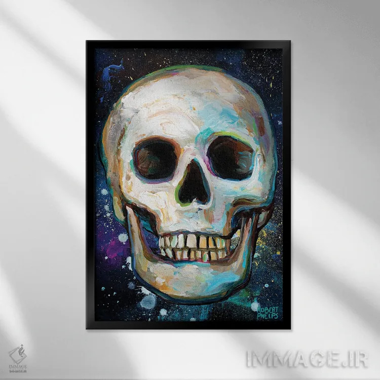تابلو دکوراتیو جمجمه کهکشانی اثر رابرت فلپس - نمای قابدار مشکی