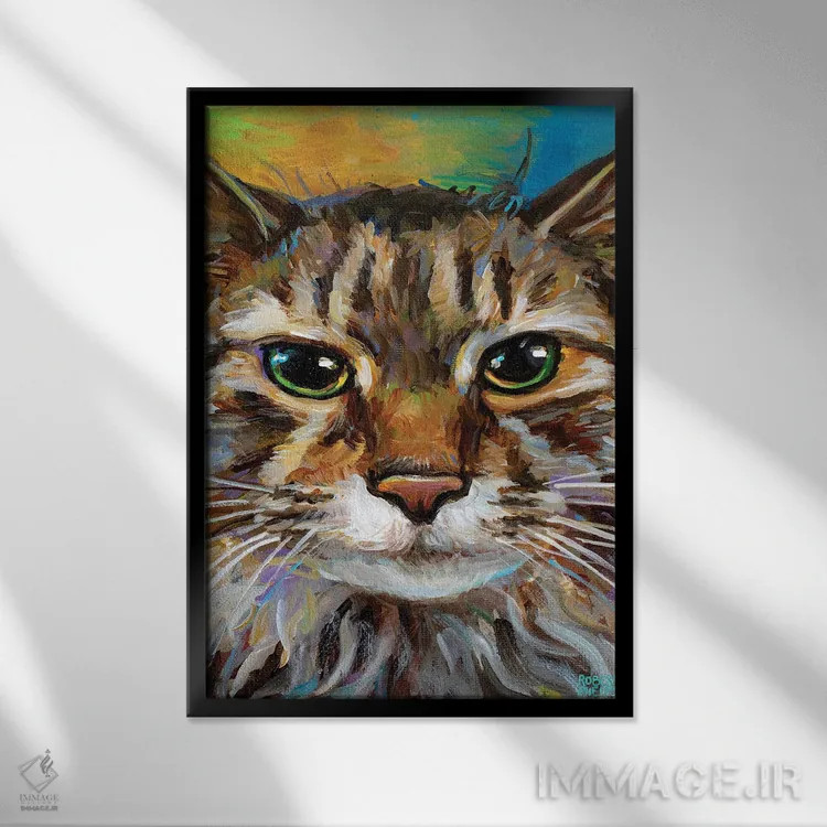 تابلو دکوراتیو گربه مین کون ۲ اثر رابرت فلپس - نمای قابدار مشکی