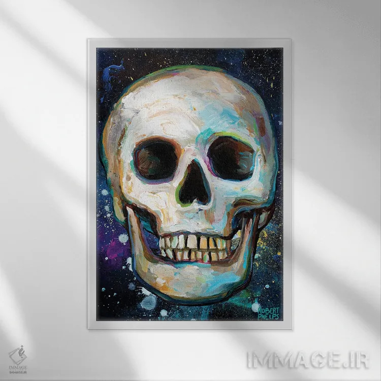تابلو دکوراتیو جمجمه کهکشانی اثر رابرت فلپس - نمای قابدار سفید