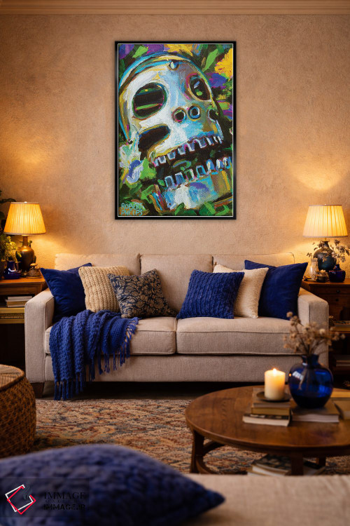 تابلو دکوراتیو جمجمه گل دار ۲ اثر رابرت فلپس - D6B