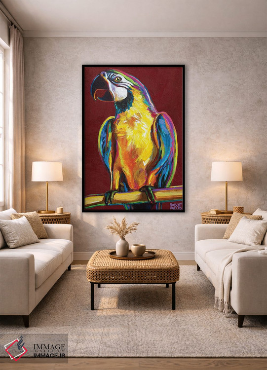 تابلو دکوراتیو طوطی روی قرمز اثر رابرت فلپس - D1B