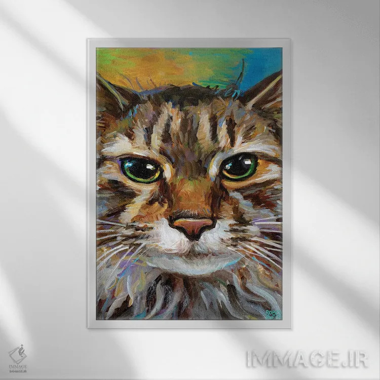 تابلو دکوراتیو گربه مین کون ۲ اثر رابرت فلپس - نمای قابدار سفید