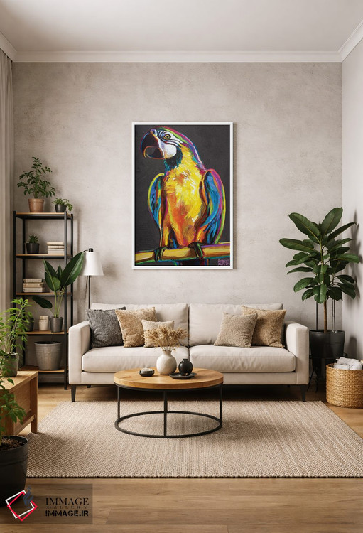 تابلو دکوراتیو طوطی روی خاکستری اثر رابرت فلپس - D1W