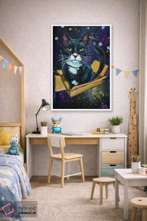 تابلو دکوراتیو بچه گربه توکسیدو کهکشانی اثر رابرت فلپس - D1W