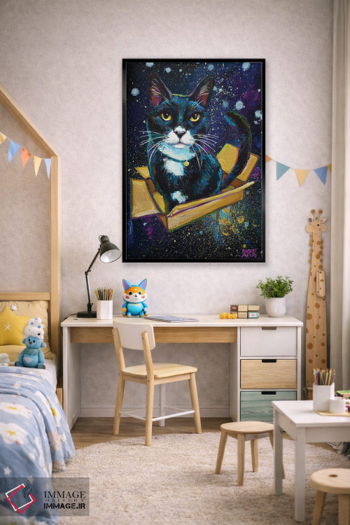 تابلو دکوراتیو بچه گربه توکسیدو کهکشانی اثر رابرت فلپس - D2B