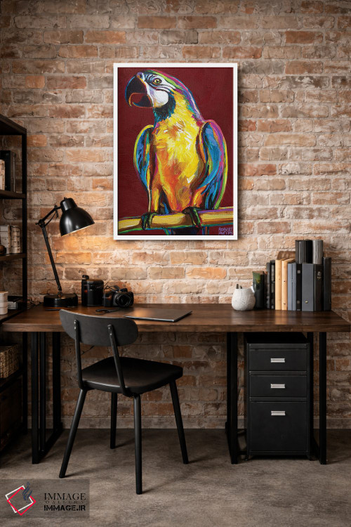 تابلو دکوراتیو طوطی روی قرمز اثر رابرت فلپس - D2W