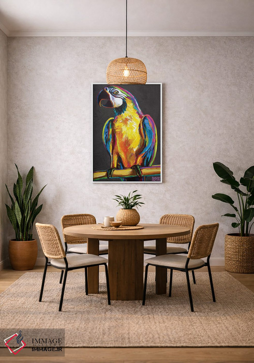 تابلو دکوراتیو طوطی روی خاکستری اثر رابرت فلپس - D2W